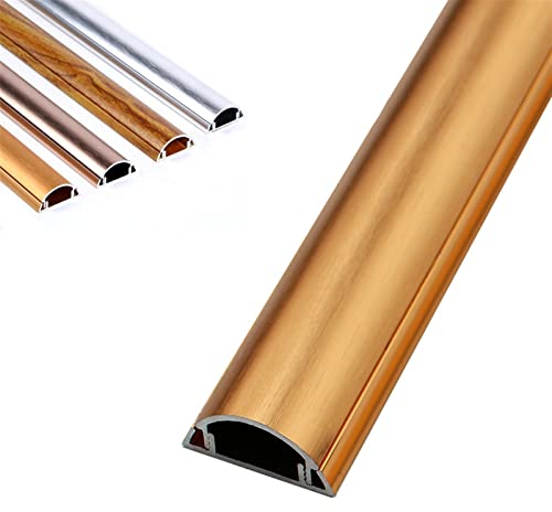 HAIXHX Kabelkanal Wandmontage Kabelabdeckungsmanagement, Aluminium-Legierung halbe Runde lackierbar Boden Kabelkanal für On-Wand Kabelkanal Kit verstecken (Color : Gold, Size : No.5)