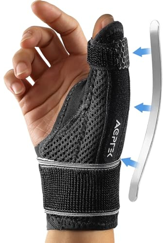 AGPTEK Daumenorthese mit abnehmbarer Stütze, bequeme Rhizarthrose-Orthese, Linderung von Schmerzen bei radialer Tendovaginitis, Triggerfinger, S (13–15 cm)
