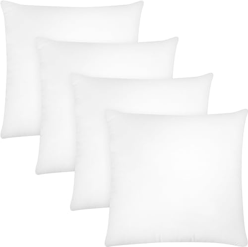 Covers & All Throw Pillow Inserts Only Pack of 4, Durable Soft Square 16 x 16 Inches 65 GSM Non-Woven Fabric with 15D Silicon Fiber Filling, Universal uses for Home Decor Office Indoor Outdoor