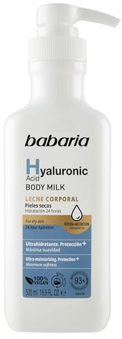 Babaria - Body Milk Con Acido Hialuronico | Crema Hidratante Corporal 500ml | Crema Con Acido Hialuronico | Crema Hidratante Hombre Y Mujer | Crema Cuerpo