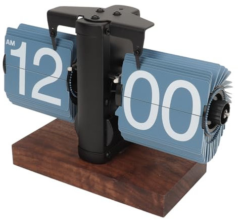 Bewinner Orologio da Mensola da Scrivania con Ribaltamento Automatico, Orologio da Tavolo da Scrivania con Ribaltamento Automatico, Display Digitale Meccanico Classico Alimentato a (Blue)