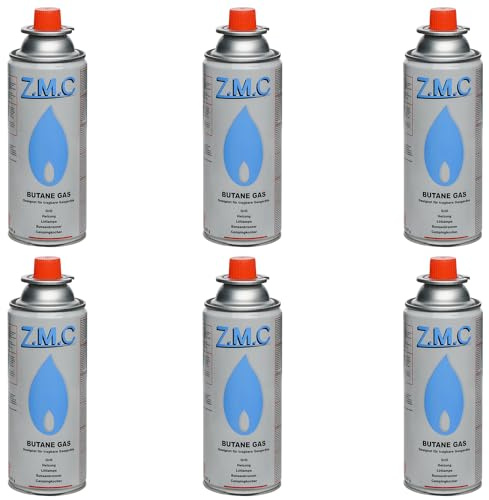 Z.M.C 6X Gaskartuschen 227g Butan Typ MSF-1a | Ventilkartusche mit Bajonettanschluss EN417 | für Campingkocher, Gasheizung, Gasbrenner, Unkrautbrenner & Lötbrenner | Universal