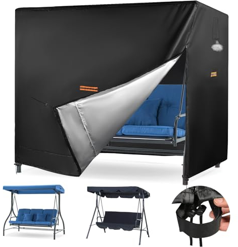 ZHOUMADE Copertura per dondolo Hollywood 420D Oxford per altalena da esterno, copertura per altalena da terrazza con tettuccio per 3 posti, impermeabile (216 cm x 127 cm x 168 cm)