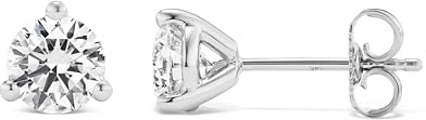 Carbon Atelier IGI Certified 1.50 Carat Lab Grown Diamond Round Stud Earrings for Women I 14k White Gold Earrings for Her (I-J, VS1-VS2, 1 1/2 cttw) 3-Prong Martini Set Diamond I Push Back Studs
