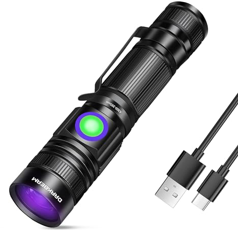 DARKBEAM UV 395nm Black Light Flashlight USB Rechargeable Woods lamp, Mini Handheld Ultraviolet Blacklight LED Portable - Curing Resin, Detector for Pet Dog Urine, Scorpions, Stains