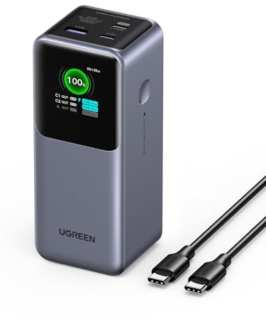 UGREEN Nexode Power Bank 20000mAh 130W, Batteria Portatile Ricarica Rapida PD 3.0 con 2 Type C e 1 Tipo A, Compatibile con MacBook, iPhone 16/15 Plus Pro Max, Galaxy S24 S23 Ultra, Normale