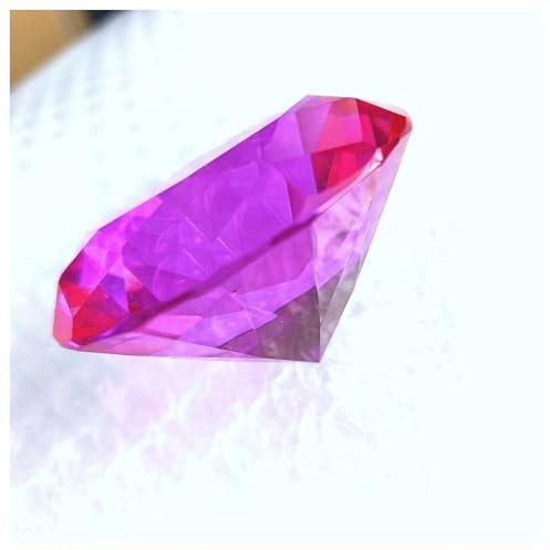 JQVHWIPH 80mm Farben Geschliffenes Glas Riesiger Kristall Diamantförmiger Briefbeschwerer Dekor Edelstein Diy Schmuck Handwerk Hochzeit Weihnachten Ornament Geschenke cuicui(Color:Rose)