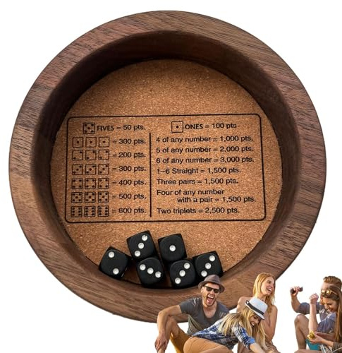Generisch Farkle Würfeltablett | Farkle Würfelspiel | Verbessertes Spiel mit Würfeltablett | DASS Würfel | Für Familienabende, Zusammenkünfte | Ab 144 Monaten
