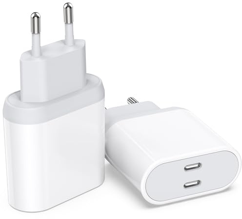 Prise USB C, 2-Pack 25W Chargeur Rapide Replacement for iPhone 16/16 Pro/16 Pro Max/16 Plus/15/14/13/12/11/SE 2020/X/XS/XR, Wallgong USBC Alimentation Adaptateur Secteur Charge Type C