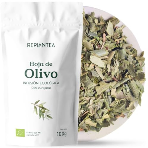 INFUSIÓN DE HOJA DE OLIVO ECOLÓGICA 100G (50 Tazas) | Hojas de Olivo Cortadas para Infusión | Té de Hoja de Olivo a Granel REPLANTEA