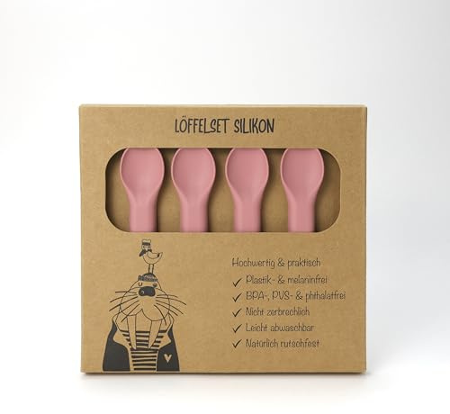 So&So Silikon Baby Esslernlöffel–4er-Pack BPA-freie Lernlöffel mit weicher Spitze für Kleinkinder–Baby-Training Löffel für Selbstfütterung, beißfest, ideal für-Led Weaning