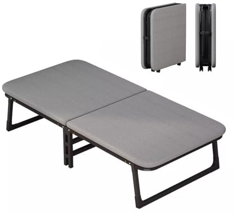 Klappbett Erwachsene mit Matratze Tragfähigkeit 200kg, Campingbett Klappbar Extra Breit mit Rädern 180x90x37cm, für Büro, Schlafzimmer, Außenbereich