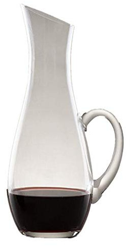 Decanter per Vino Rosso - Caraffa per Vino in Cristallo con Manico inclinabile, caraffa Rossa soffiata a Mano