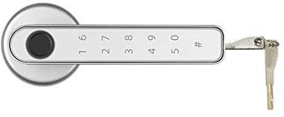 Serratura Smart, Tuya APP Remote Control Smart Fingerprint Password Lock Biometria elettrica Numero di codice Serratura a scrocco singolo con chiave ,Smart Lock Facile da Installare(Silver Tuya gatewa