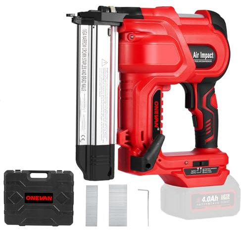 ONEVAN Akku Tacker und Nagler 2-in-1, für Makita 18V Nagelpistole Akku Elektrotacker für Holz, Tiefeneinstellung, Einzel-/Serienschuss, inkl. 200 Nägel + 200 Klammern, 100 Schuss/min (ohne Batterie)