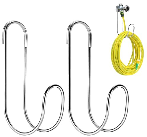 Adnee 2 Stück Gartenarmatur-Schlauch-Aufbewahrungshaken, Edelstahl-Schlauchhalter, unterstützt bis zu 20 kg, flexibler Wasserschlauch-Aufhänger für drinnen und draußen, Haus, Garten,