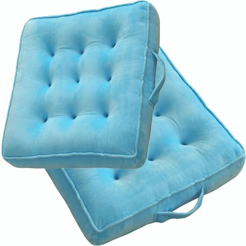 UICMNSI Juego de 1/2/4 Cojín de Suelo Acolchado 40/45/50 Cojín for Sillas de Terraza Balcón | Jardín Exterior o Interior Palets Bancos Suelo con Asa(6#,2pcs:50cm/20in)