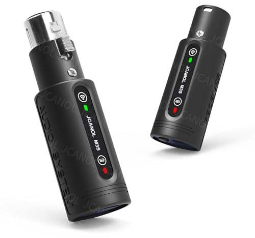 JCANOL Receptor transmisor XLR inalámbrico M3S, adaptador de micrófono inalámbrico con alta resolución de 24 bits/192 kHz, amplificador de micrófono integrado para micrófono dinámico, mezclador de