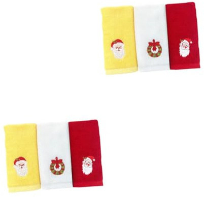 Cabilock 2 Sätze Weihnachtshandtuch Handtuch Weihnachten Weihnachts Handtücher Weihnsgeschenke -waschlappen Bestickt Party Kreative Handtücher Gesichtstücher Reine Baumwolle 3 Stück * 2