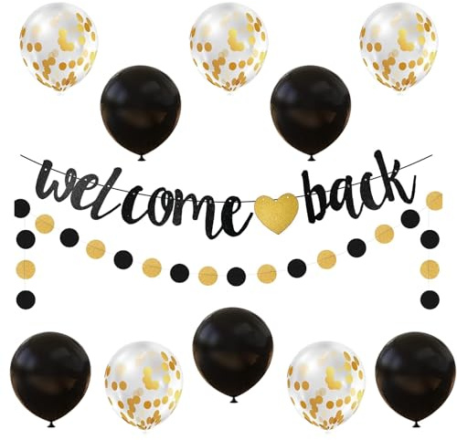 Welcome Back Deko, Willkommen Zurück Deko Set, Welcome Back Girlande | Willkommen Home Girlande mit Welcome Back Banner Luftballons für Familie Party, Einweihungs Party, Zuhause, Geburt