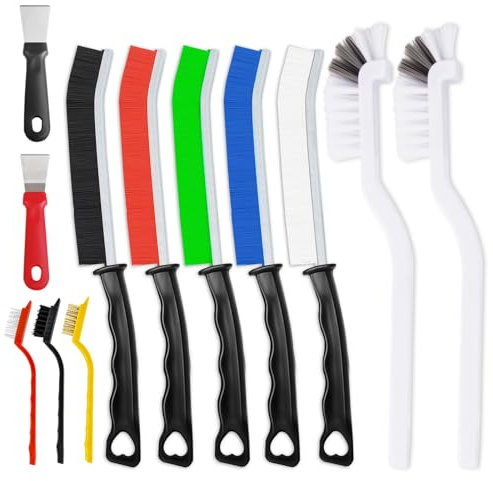 Fugenreinigungsbürste mit Harten Borsten, 12PCS Multifunktionale Spaltreinigungsbürste Set, Reinigungsbürste Schmal, Eckenreinigungsbürste für den Hausgebrauch, Küche, Bad, Toilette, Fensterschiene