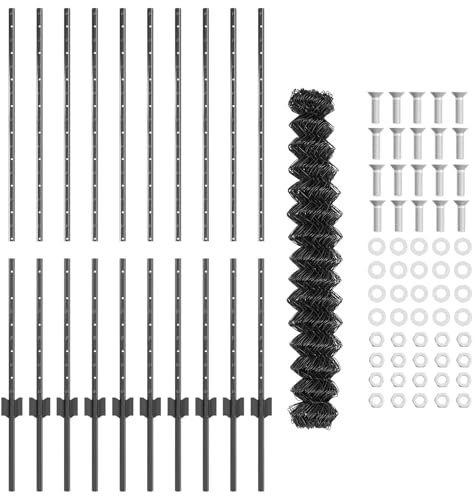 vidaXL Chain Link Fence Set - 1.2x10 m Grey Galvanized Steel for Outdoor Gardens & Property Boundaries UV Resistant with 10 U Posts - Easy Assembly