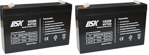 DSK 10320 - Batterie au Plomb AGM Rechargeable scellée 6V 7Ah. Idéal pour Les Voitures et Les Motos électriques pour Enfants, Scooters, systèmes UPS, systèmes de sécurité. Le Gel ne se renverse Pas
