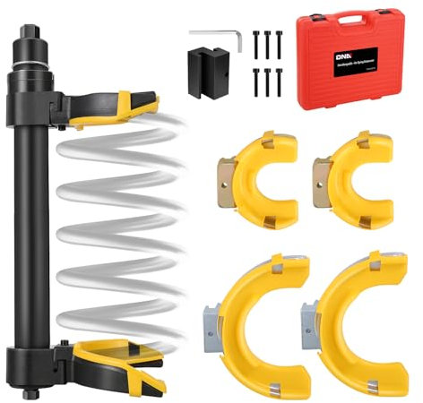 DNA Motoring Interchangeable Universal Strut Spring Compressor Kit, Fork Strut Coil Extractor Tool Set with Safety Guard and Storage Box, TOOLS-00784