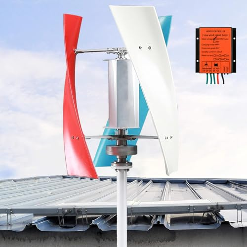 Kit generatore Eolico Verticale CC da 10000 W - 12 V/24 V/48 V, 3 Pale con Controller per Barche, Case, Gazebo e Chalet - Soluzione efficiente per l'energia rinnovabile