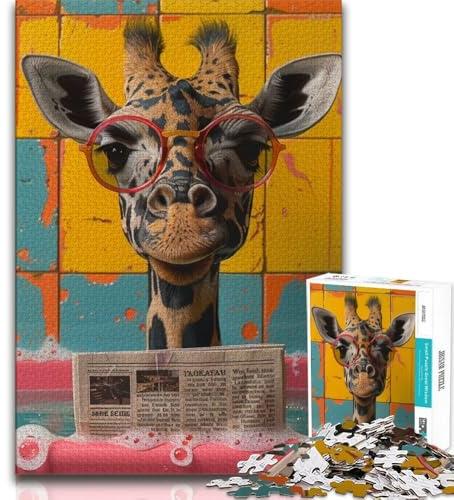 1000-teiliges Puzzle für Erwachsene und Jugendliche, Giraffe in der Badewanne, Spielzeug, Lernspiele, Stressabbau, einzigartige Geburtstags- und Geschenkideen, 38x26cm