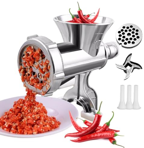 Picadora De Carne Manual - Mincerc Grande De 11x10 Pulgadas, Procesador De Alimentos Portátil De Alta Resistencia, Diseño De Base Antideslizante Estable, Unidad Manual Multifuncional | Talleres De Coc