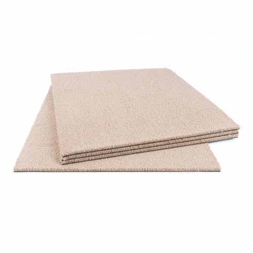 Dalles de moquette 50x50 cm autoplombantes – ultra douces, classe de luxe 5, 8,5 mm d’épaisseur, faciles à poser (Beige, 1 m²)