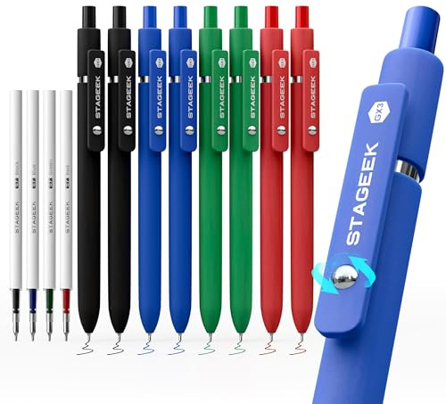 STAGEEK GX3 färgade pennor, 8 st färgglada gelpennor, snabbtorkande 0,7 mm fina spetspennor för journaling, kontor, anteckning, skolmaterial, sjuksköterska estetiska, gåvor för kvinnor män