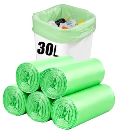 XIYOO Biodegradable Bin Liners 30L Food Waste Bags 80 Counts Compostable Trash Caddy Liners fit 25-35l Rubbish Bags,Green