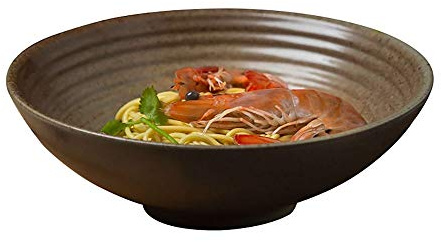 DUMRALBQE Ensaladeras Patrón de fruta fresca 2pcs Cerámica Cuenco hecho a mano retro interior recipiente barro Soup Bowl para Restaurantes y Hogares(7inch)