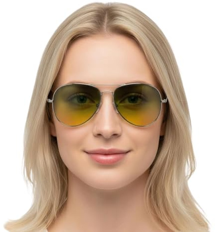 Occhiali da guida antiriflesso - Metallo PC 14,3x5,3 cm | Occhialida guidaa polarizzati notturni comfort ergonomico, guida in auto, ciclismo all'aperto | Occhiali gialli di sicurezza da uomo, da d