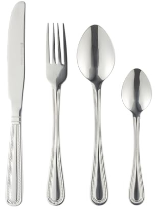 Russell Hobbs Prague Cutlery Set, 24 Piece, Stainless Steel 18/0 | Service For 6, Includes Knives Forks Tablespoons Teaspoons, Dishwasher Safe, Smooth Edges, Well Balanced