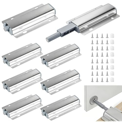 8Stück Drucktüröffner Schrank Push to Open Türöffner Schranktür Dämpfer | Magnetsaugen Aluminiumlegierung Softclose Türdämpfer Türschnapper Drucköffner Schrank Nachrüsten für Türen Möbel Schubladen