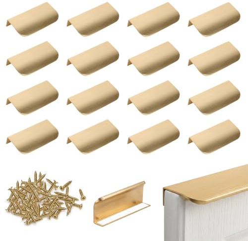 Huwaovi 16 Pièces Poignee de Meuble Invisible Aluminium 80mm, Poignées à Doigt Cachées pour Tiroirs avec Vis, Poignée d’Armoire de Cuisine Modernes pour Placard, Armoire, Chambre et Salon