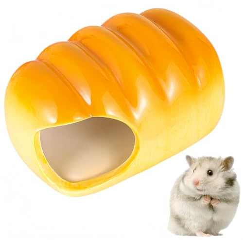 Vyloky Keramik Kleintierhaus Versteck, beißfestes Nagerhaus Kühlhaus, ganzjährig für Zwerghamster Rennmaus Maus, Käfigdeko (Langbrot)