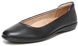 Naturalizer Womens Flexy Comfortable Slip On Round Toe Ballet Flats ,Black Leather,5.5 M US