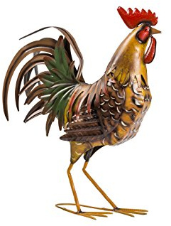 Gallo in Ferro Variopinto da Giardino - Altezza 55 cm