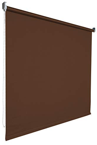 Kettenzugrollo Seitenzugrollo Tür Fenster Rollo Vorhang 14 Farben Breite 62 bis 202 cm Länge 180 cm lichtdurchlässig halbtransparent Metall Träger Wandmontage Deckenmontage (102 x 180 cm / Braun)