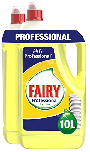 Fairy Professional Lemon - Detergente líquido para platos a mano, limón, 10 l, tamaño maxi, 2 x 5000 ml