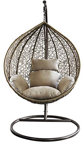 MilaniHome.it - Sedia Sospesa Poltrona A Dondolo Intrecciato In Rattan Per Casa E Giardino Con Cuscino