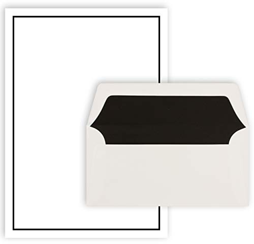 25x Trauerbrief A4 mit Umschlag Din Lang 22 x 11 cm - schwarzer Trauerrand - zeitloses schlichtes Design - Premium Qulität für Traueranzeigen - Trauerdanksagung - Trauerpost