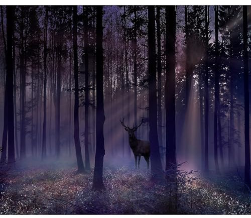 decomonkey Papier Peint Panoramique Foret Nature 350x256 cm Cerf forêt