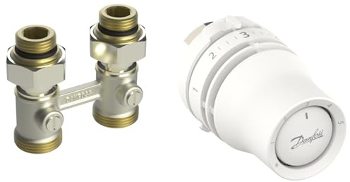 Danfoss Redia 015G5132 - Juego Combinado de termostato para radiador + válvula Recta para radiador con conexión a Suelo y válvula M30