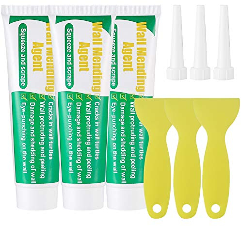 Flächenspachtelmasse, Wandausbesserungs Paste, Safe Mend Wall Mending Agent Repair Cream, Wall Crack Filler Repair Tool for Walls Nail Holes Graffiti Stains, with Scraper, Pointed Nozzle(100g*3)