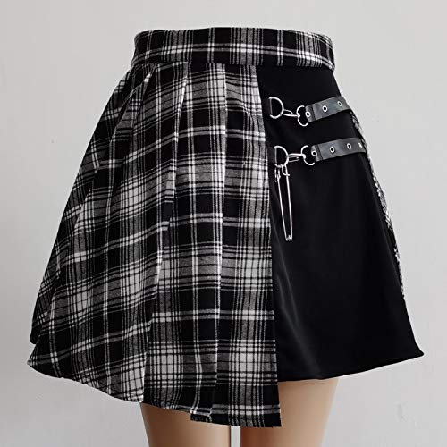 ShFhhwrl Schöner Kilt Rock Gothic Sweet Women Faltenrock Mode Plaid Mini High Waist Chic Rock Casual Damen Plaid Faltenrock L 921
